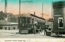 Interurban Trolley Station, Delphi IN Indiana Vintage Color Postcard COPY