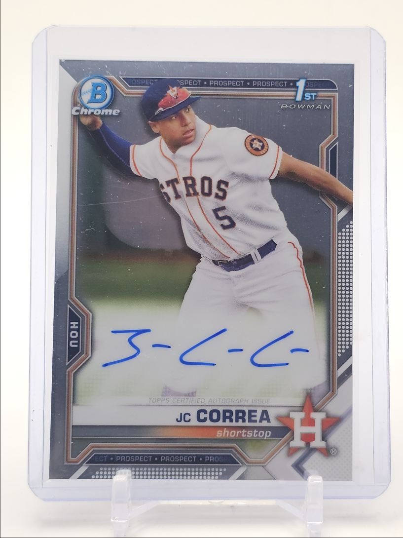 JC CORREA 2021 BOWMAN CHROME 1ST AUTOGRAPH BASEBALL ASTROS AUTO Q3152