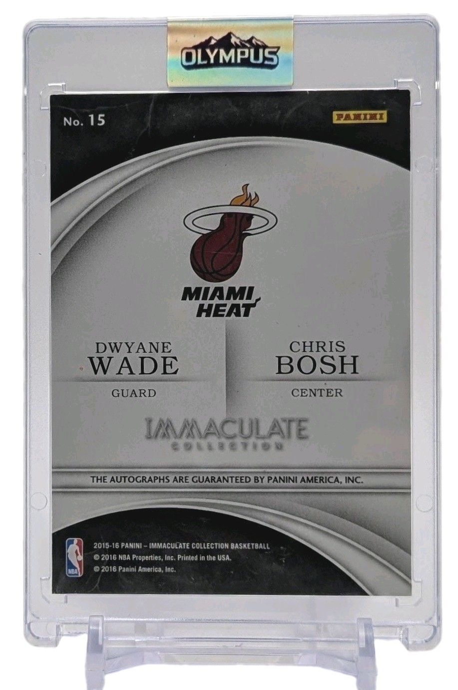 2015-16 Immaculate Dwyane Wade Chris Bosh Dual On-Card Auto /49 #15 view 2