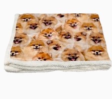 Fuzzy Dogs Blanket - Pomeranian Throw, Throw, 47 X 31 Inches Pomeranian Sherpa