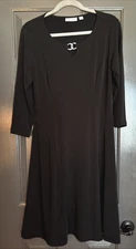 Susan Graver Black 3/4 Sleeve Pullover Cocktail Business Dress - Size S