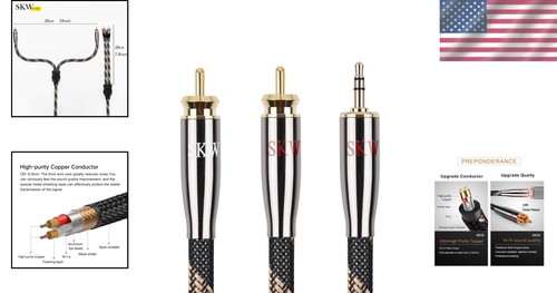 Durable 3.5mm Male to 2 RCA Male Auxiliary Cable - 10M for Crystal Clear Sound - Picture 2 of 8