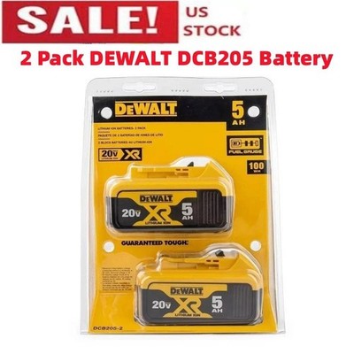DEWALT 20V MAX XR 5 Ah Lithium Ion Battery Premium High Capacity (DCB205-2)