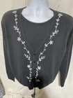 Women’s TR Bentley Black Attached Twinset Cardigan Sweater With floral details-L
