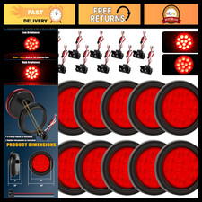 10pcs 4 Round Red Led Trailer Lights - Waterproof Stop Turn Brake Tail Lights 10pcs 4 Round Red Led Trailer Lights - Waterproof Stop Turn Brake Tail Lights