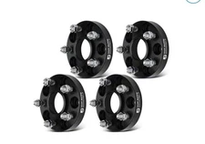 1-Inch 5-Lug Wheel Spacers; Black; Set of Four