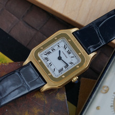 Cartier 1980-90s Santos Dumont Extra Plate Yellow Gold 96053 Manual Wind 10