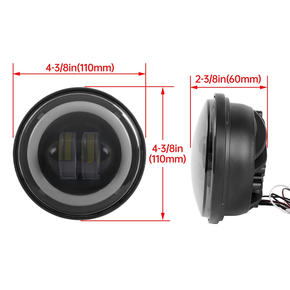 Paquete de 2 luces antiniebla LED de paso puntuales de 4,5" para modelos Harley Road King 1994-up Foto 2 de 4