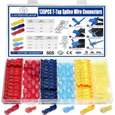 130 Pcs/65 Pairs Quick Splice Wire Terminals T-Tap Self-Stripping Nylon Fully In