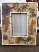 VTG Pressed Flowers Butterflies Picture Frame Secret Garden 5.5x7.5 4x6 Photo