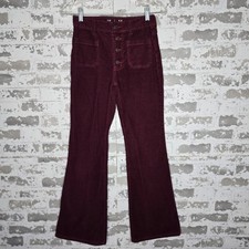 Gap Kids Corduroy Pants Girls Size 14 Red 70's Flare Leg High Rise Button Fly