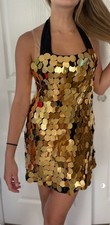 Alice + Olivia Neiman Marcus Women's Gold Sequin Dress  Small