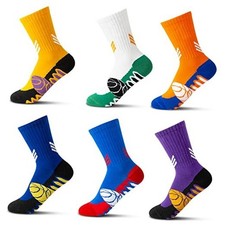 Boys Basketball Socks 6 Pairs Athletic Outdoor 8-12 Years Mix Color 6 Pairs 