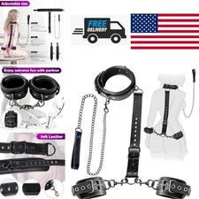 Complete BDSM Neck to Wrist Restraints Kit with Traction Chain Accessories
