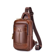 Men's Genuine Leather Sling Chest Shoulder Bag Crossbody Satchel Backpack New