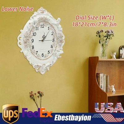 Rustic Wall Clock Decor,European Style Resin Battery Operated Silent Clock