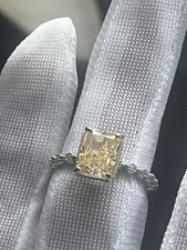 Radiant Canary Yellow Simulated Diamond Ring S925 SIZE 6