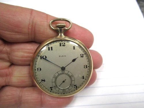 Antique Elgin Mech Wind 12S OF Mod 3 Gr 384 17J Pocket Watch 10K GF Case Runs