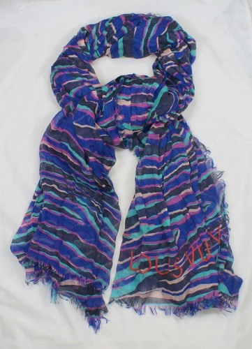Louis Vuitton Stephen Sprouse Zebra Scarf Cashmere Silk Blue Jade Purple Rare