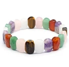 15x10mm Faceted beads Mixed Gemstone Beads Elastic Bracelet Jewelry  7.4inch