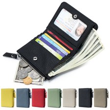 Fashion Ultra Thin Short Wallet RFID Genuine Leather Wallet for Men Card Bag Wom