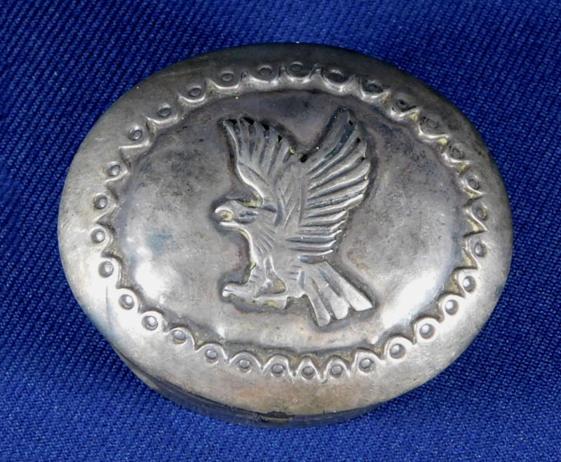 NAVAJO N + Hallmark Sterling Stamped Domed Handmade Vintage "EAGLE" PILL BOX