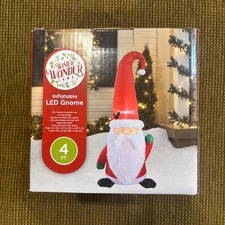 Winter Wonder Lane Santa Gnome 4 Ft. Christmas Inflatable LED Lights Cool White