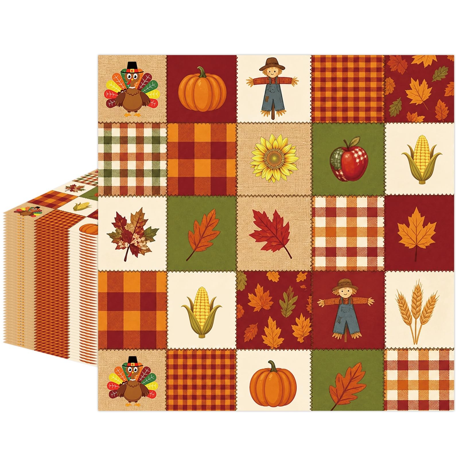 50 Pcs Autumn Fall Paper Napkins 13 x 13 Inch Black Gold
