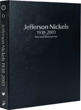 Jefferson Nickels: 1938-2003 Date & Mintmark Set-Whitman Prestige™ Album (Black)