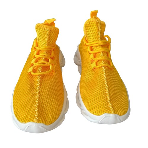 Yellow Mesh Material Tennis Shoes Women Size 41 - Picture 2 of 5