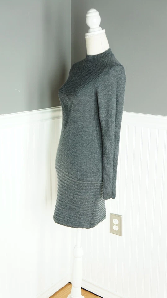 Vestido Suéter Max Studio Talla M Gris Texturizado Tejido Manga Larga Bodycon Mezcla de Lana Foto 4 de 4