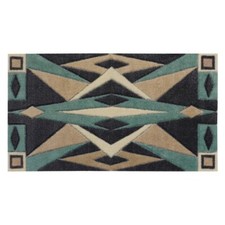 SOLEMATE� Hand Carved Art Deco Door Mat, Turquoise