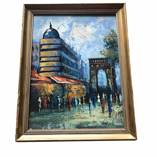 Vintage Framed Original Oil Painting Board Parisian Paris Scene Signed Garber - Picture 3 of 12