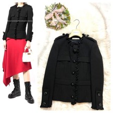 Genuine Good Condition Balenciaga Frilled Piping Jacket with Epaulette 38 Black
