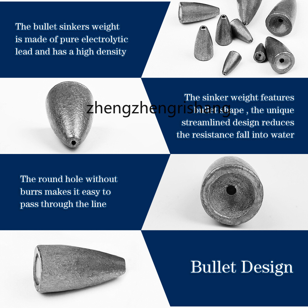 Fishing Bullet Weights 50PC Bullet Fishing Weights Sinkers Bass