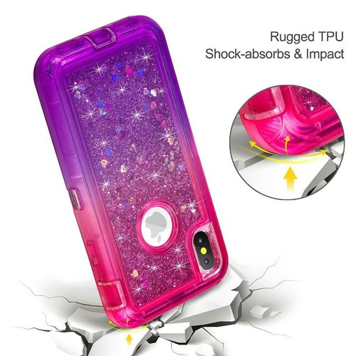 For iPhone XR XS Max Gradient Glitter Quicksand Liquid Full-Body Protective Case - Picture 6 of 16