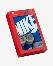 New Nike Baby 3 Piece Box Set Blue Infant Bodysuit Booties Hat - SIZE 0-6 MONTHS