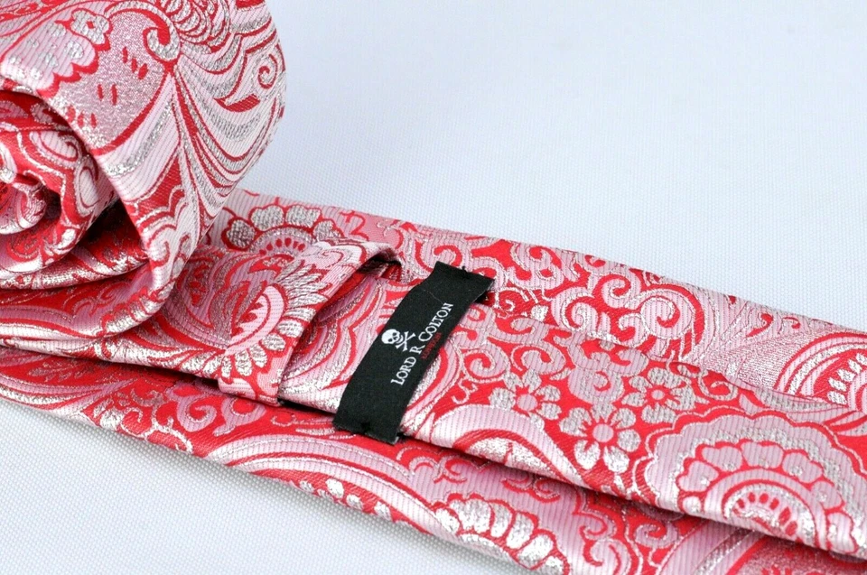 Corbata Lord R Colton Masterworks - Corbata de seda Cachemira Polvo Rojo Rubí Plata - Nueva Foto 3 de 3