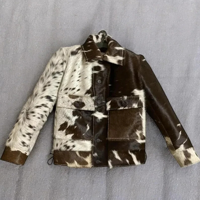 Men's Genuine Cowhide Hair Jacket Unique Western Style Leather