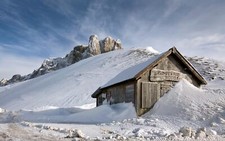 Landscape snow mountains italy dolomites nature hut Custom Gaming Mat Desk