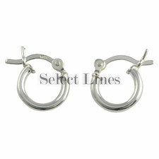 Sterling Silver 2mm x 10mm Polished Hinged Hoop Earrings Round Hollow Tube .925