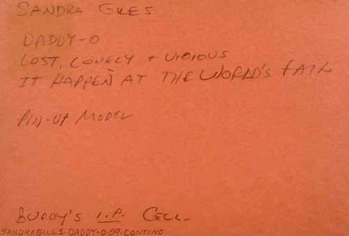 SANDRA GILES Autographed Signed 4" x 6" INDEX CARD Daddy-O Flareup BLACK GUNN - Picture 3 of 6