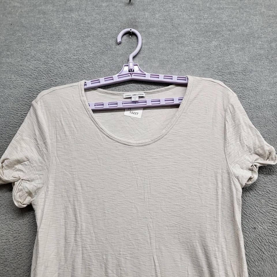 James Perse 女式连衣裙 2 白色衬衫迷你卷边短袖衬里 — 第 2/4 张图片