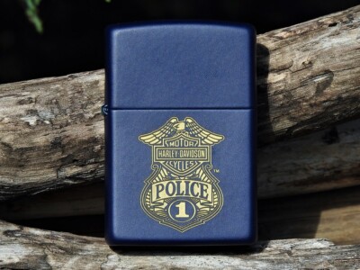 Zippo Lighter - Harley Davidson - Police - Matte Blue - Bar and