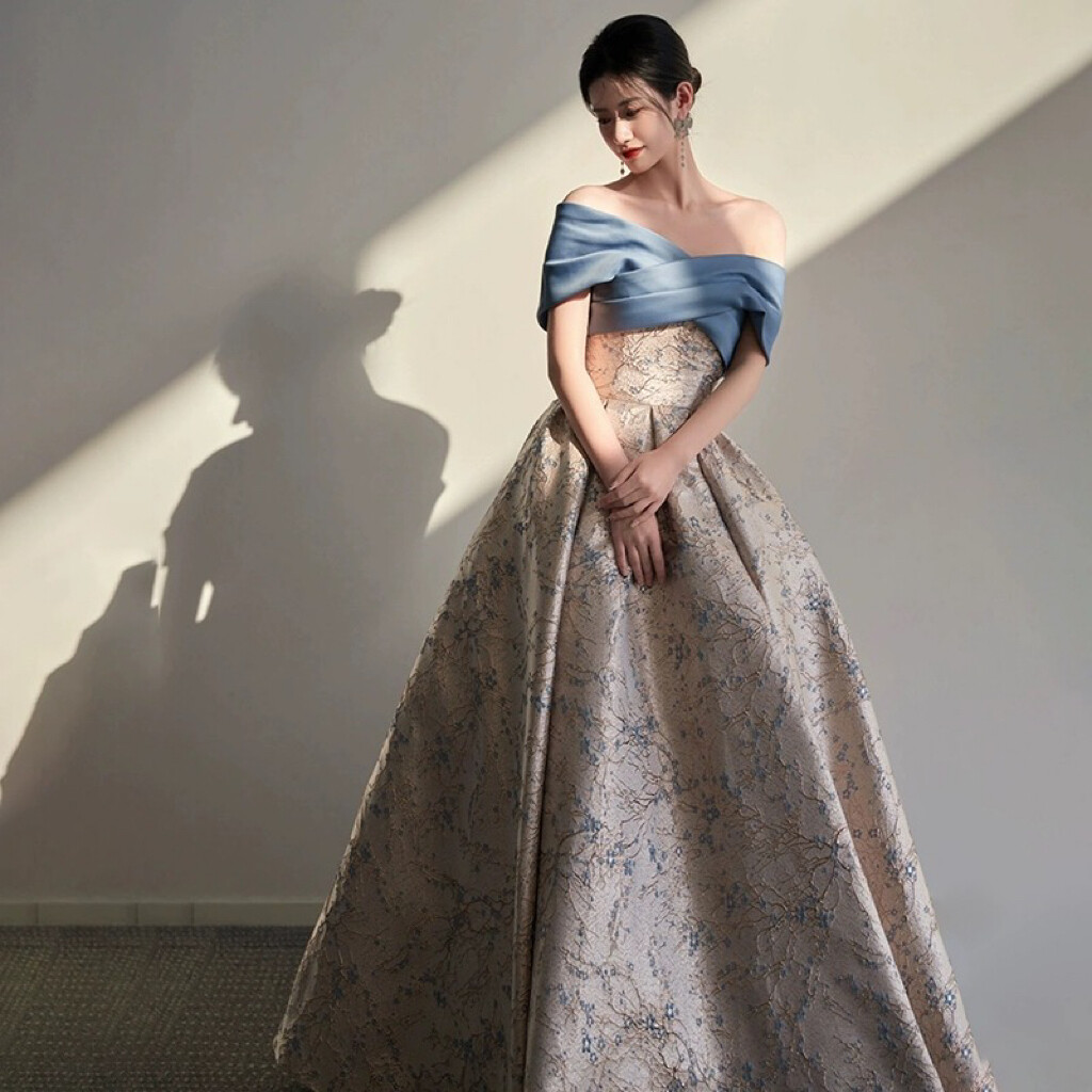 Gorgeous Evening Dresses Jacquard Strapless Printed Ball Satin Formal Party  Gown | eBay
