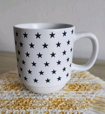 Embossed Imprinted Stars Surround Entire Mug Patriotic Navy Blue Stackable Cup