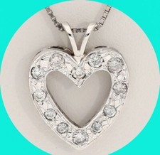 Diamond Heart Pendant Necklace 14K WG .40CT 18 Chain