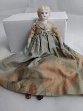 Antique 7.5" Hertwig Lowbrow China Head Doll Dressed Doll House Germany c1900