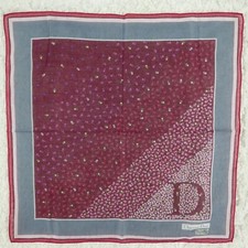 M458 CHRISTIAN DIOR Logo D Cotton Scarf Scarves Pocket Square 16.5" X 16"