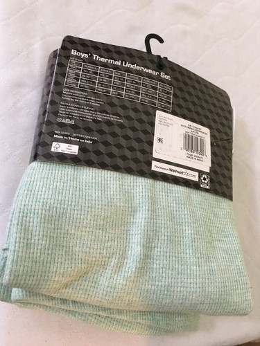 New Athletic Works Boys Youth Thermal Underwear Set Mint Breathable 4-5 - Picture 2 of 2